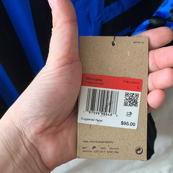 NIKE X INTER MILAN Vaporknit Soccer Jersey in Navy/Black Sz LARGE - Picture 3 of 5